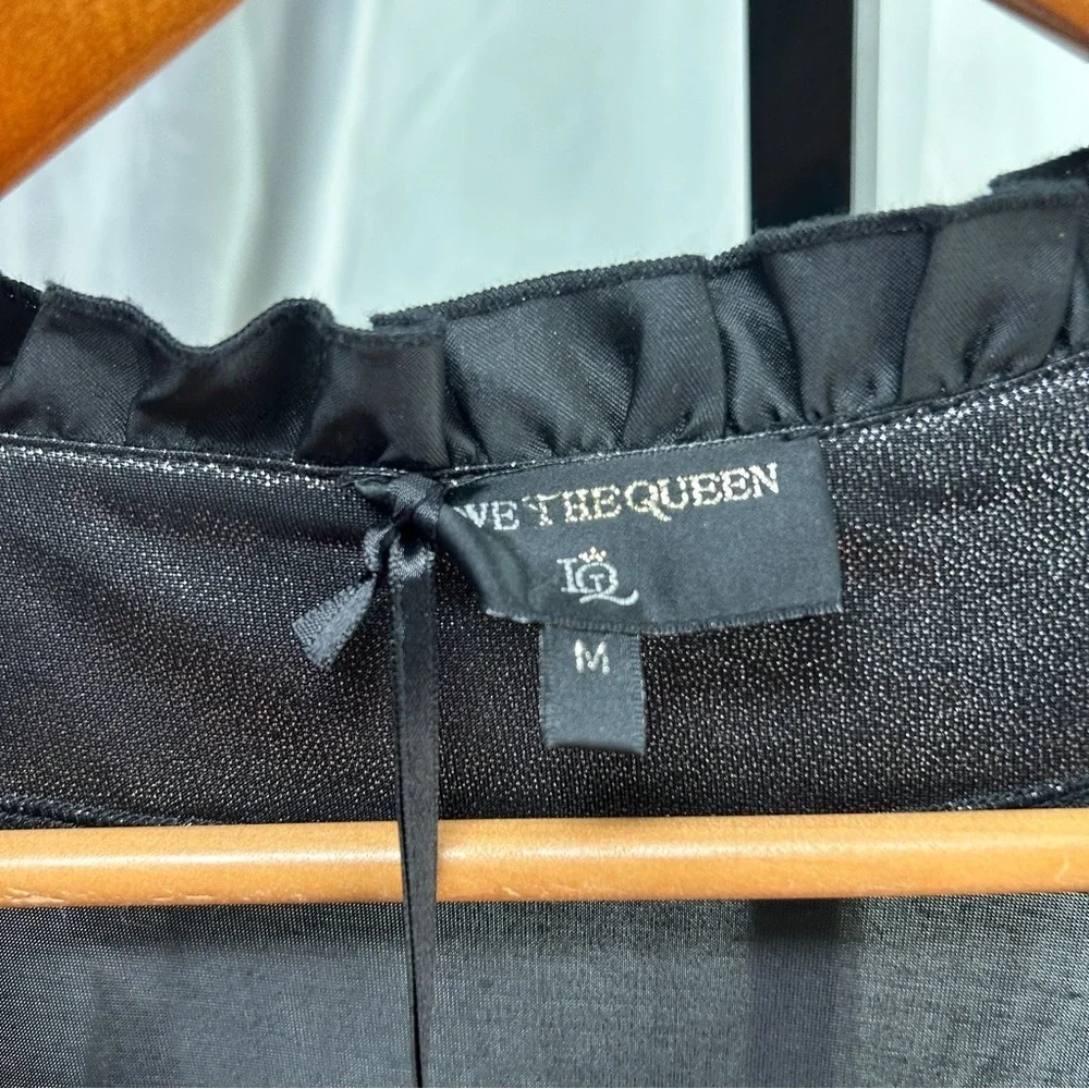 Love the Queen black lagenlook black draping dress with pockets medium new boho